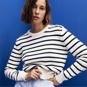 Zara Black and White Striped Sweater
